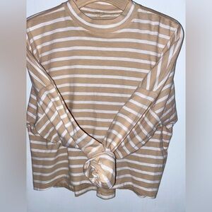 NWT Aerie Tan and White Striped Long Sleeve Tee